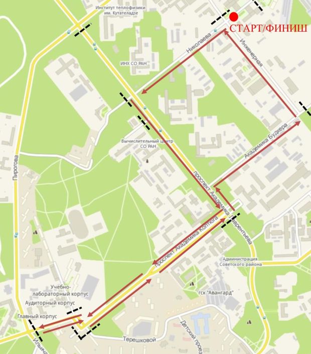 В Академгородке перекрыли часть улиц из-за весеннего полумарафона