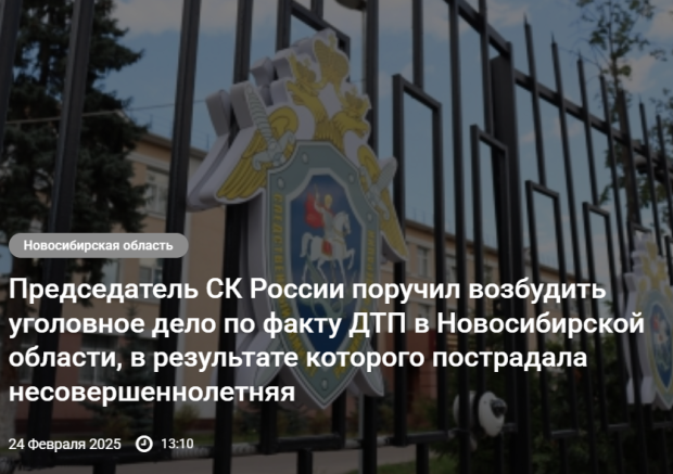 Глава СК РФ Александр Бастрыкин заинтересовался ДТП в Бердске