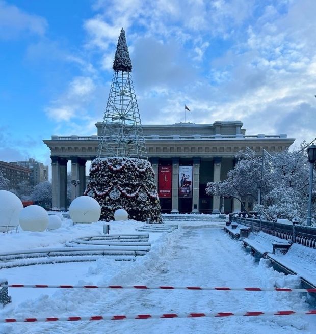 В Новосибирске начали устанавливать главную елку