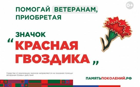 За помощь ветеранам новосибирцам подарят значок с красной гвоздикой